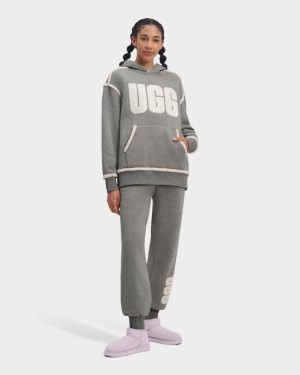 Pantaloni De Trening Ugg Daylin Bonded Fleece Logo Dama Gri | 3248YBDCQ
